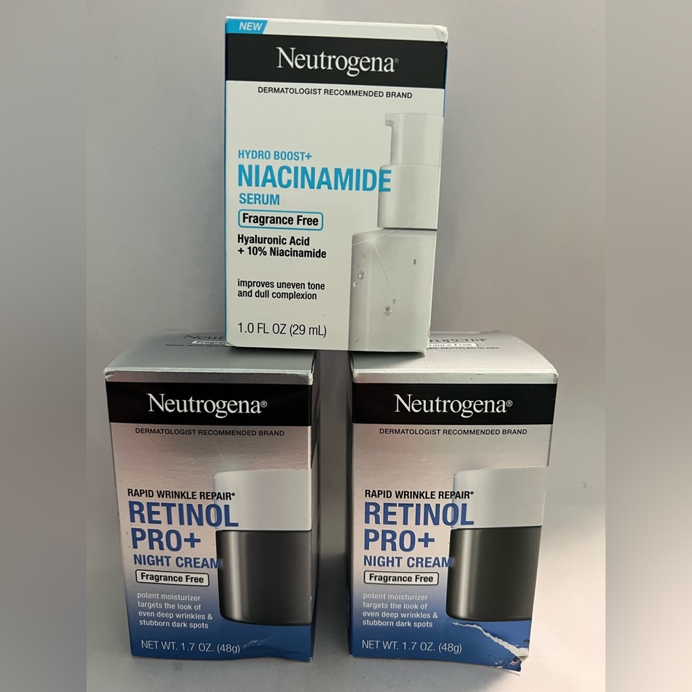 (2)Neutrogena Retinol Pro+ Night Cream & (1)Hydro Boost Niacinamide Serim
